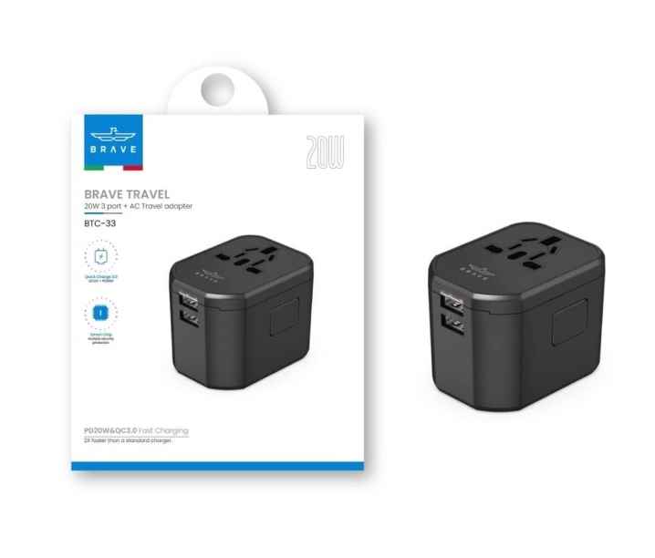 Brave 20w Multi-Port Travel Charger With Pd Qc 3.0 - BTC-33
