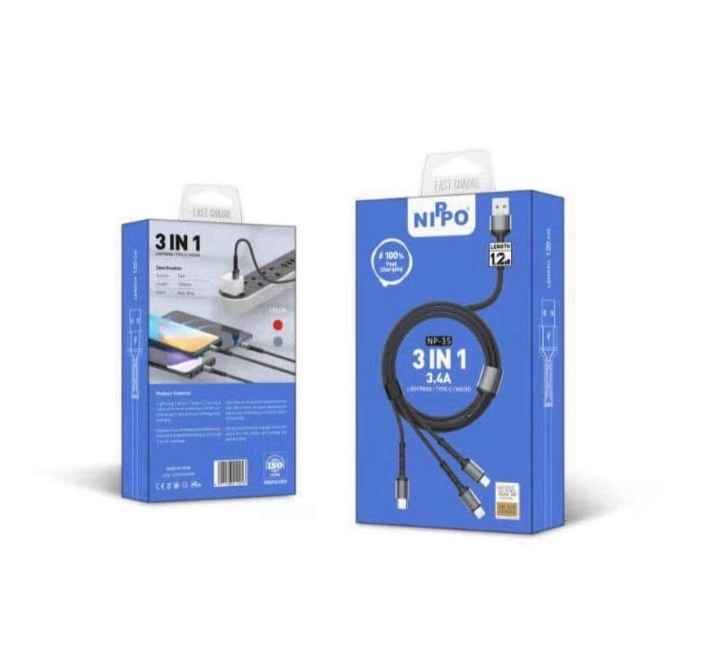 Nippo 3in1 Fast Charging Cable for Lightning Usbc Micro Usb - Np-35