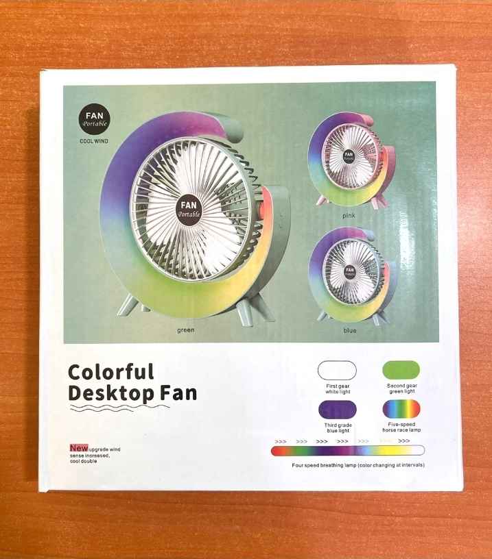 Portable Colorful Desktop Rechargeable Fan + Ambient Light